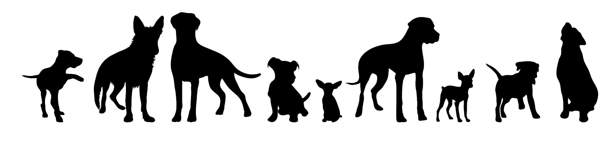 Dog breeds in silhouette